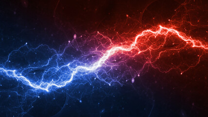 Hot fire and ice cold plasma background, abstract energy - 377206348