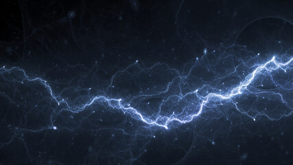 Blue lightning, plasma and electrical background - 377206384