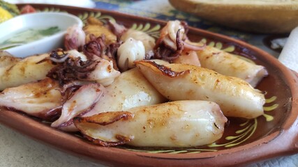 Fried squid on a plate