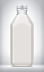 Plastic Bottle on background with Milk. 