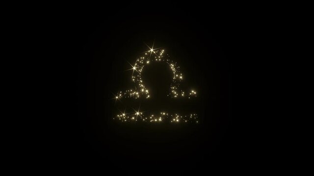 Libra (Scales) Zodiac Astrological Sign Beautiful Sparkling Fireworks Letters on Black Background