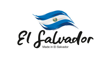 Made in El Salvador handwritten flag ribbon typography lettering logo label banner - obrazy, fototapety, plakaty
