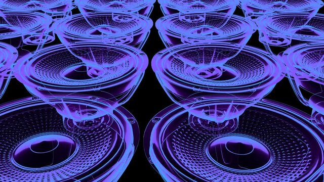 seamless vj musical motion loop - neon speakers. 3D render