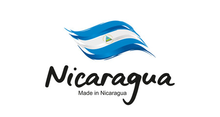 Made in Nicaragua handwritten flag ribbon typography lettering logo label banner