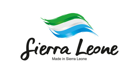 Made in Sierra Leone handwritten flag ribbon typography lettering logo label banner