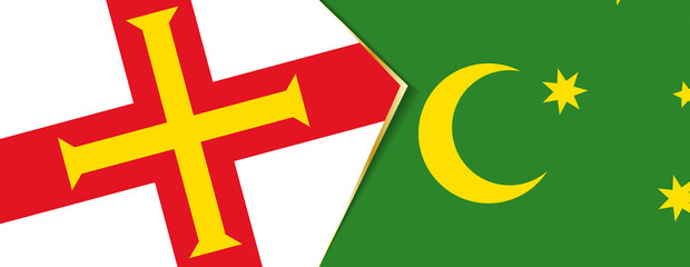 Guernsey and Cocos Islands flags, two vector flags.