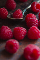 Summer berry background, raspberry berries close up