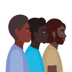 black men cartoons in side view vector design