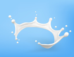 Milk splash. Natural dairy products. 3d vector object