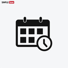 Calendar icon vector . Calendar with clock sign