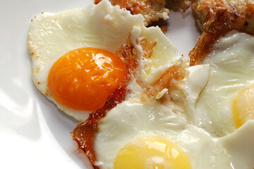 Fried egg close up.