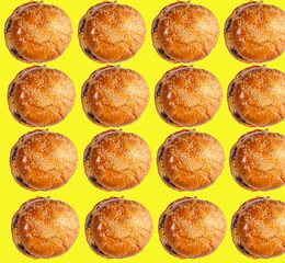 hamburger on yellow background 