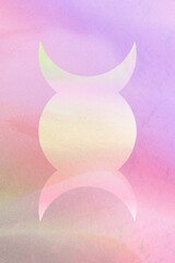 Stylish moon phases digital art poster with pastel soft colors.