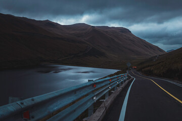 mountains in the middle of carts