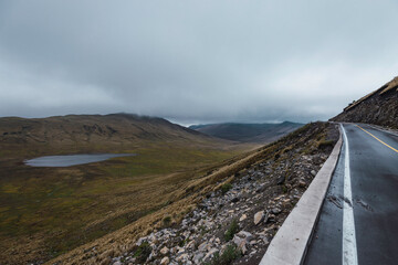 mountains in the middle of carts
