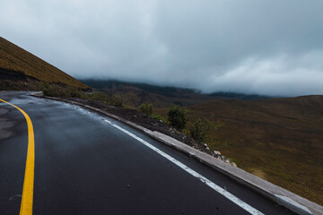 mountains in the middle of carts