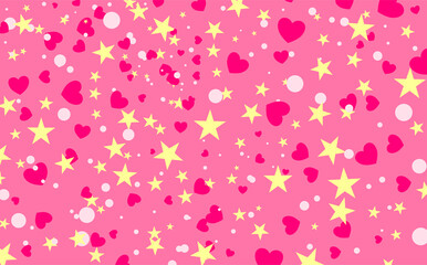 Sweet pink background with confetti. Vector illustration