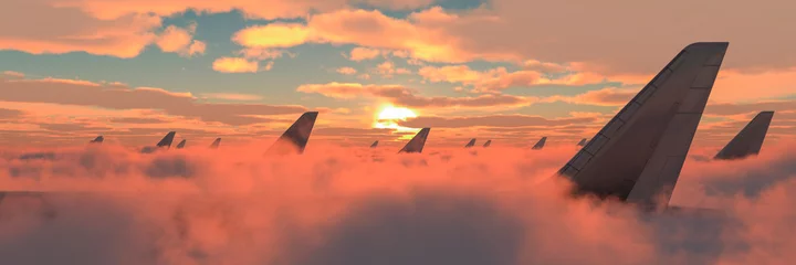 Raamstickers Vliegtuig passagiersvliegtuig in de lucht