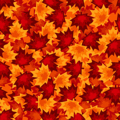 Naklejka na ściany i meble Bright red and orange maple leaves pattern