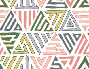 Abstract geometric triangles seamless pattern. Vector doodle illustration.