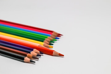 color pencils on white background