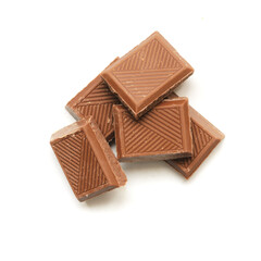 some milk chocolate bars isolated on white background