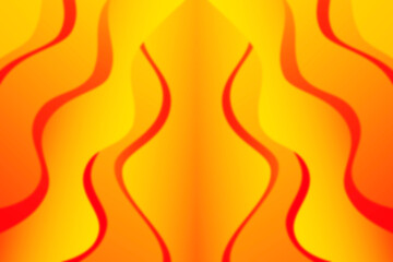 Abstract burning curved wave with blur effect for your design. Illustration with fiery curves lines. Wavy paper cut background. Burning fire waves.