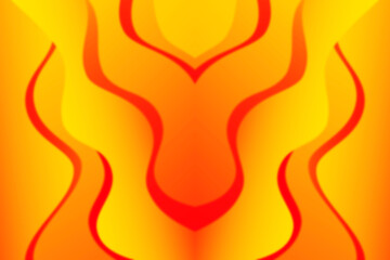 Abstract burning curved wave with blur effect for your design. Illustration with fiery curves lines. Wavy paper cut background. Burning fire waves.