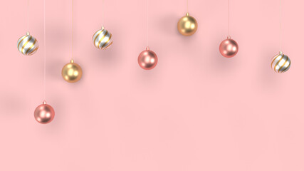 3D rendering Christmas background with balls