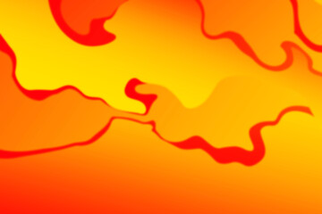 Abstract burning curved wave with blur effect for your design. Illustration with fiery curves lines. Wavy paper cut background. Burning fire waves.