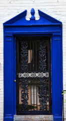 Blue Wooden Door Frame