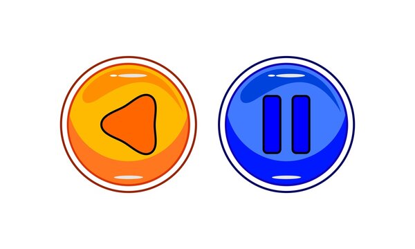 The play and pause button is eye catching and attracts attention with bright colors suitable for icons