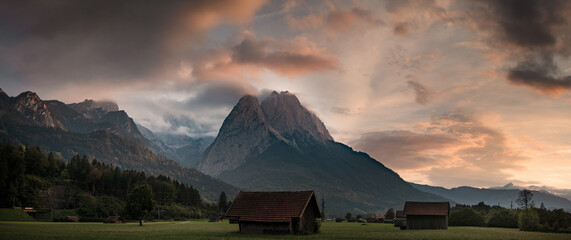 Panorama from the cloud-covered Zugspitze