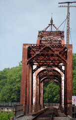 Curving Railroad Tracks Cross Bridge