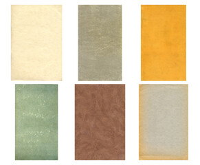 Old paper textures set. Blank old pages with rough faded surface. Perfect for background and vintage style design. Empty place for text.