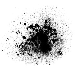 Vector black and white ink splash, blot and brush stroke Grunge textured element for design, background.