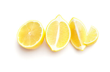 Ripe cut lemon on white background