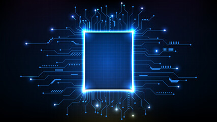 abstract background of futuristic main core processor chips with circuit line
