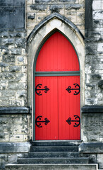 Red Door on Historic Church