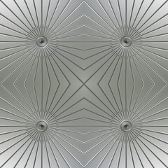 Four metallic silver suns 3d illustration seamless pattern