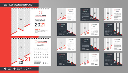 2021 Desk Calendar Template Design