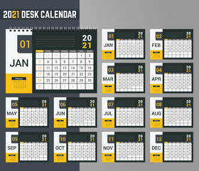 2021 Desk Calendar Template Design