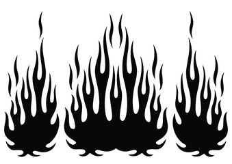 Tribal hotrod muscle car silhouette flame kit for car hoods and sides. Can be used as decals and tattoos too.