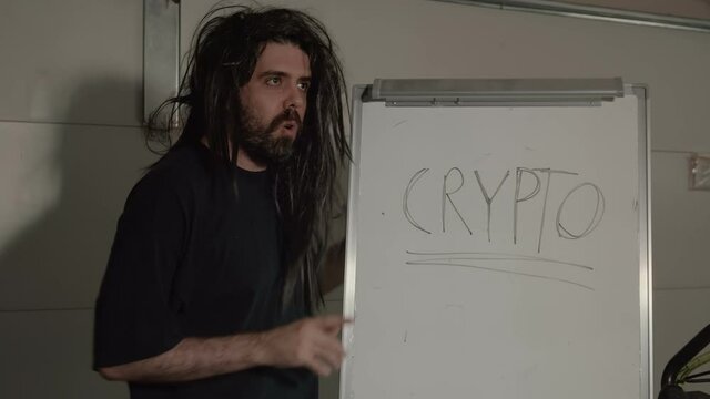 crypto guy crazy dude talking about crypto currency