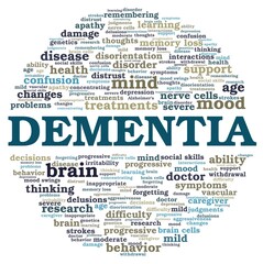 Dementia vector illustration word cloud isolated on a white background.