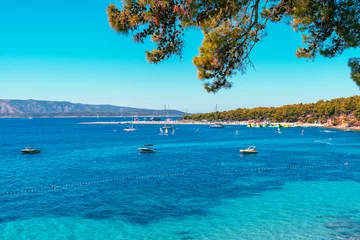Papier Peint photo autocollant Plage de la Corne d'Or, Brac, Croatie Beautiful view of turquoise sea and clear blue sky. Bol, Brac island, Croatia.