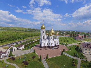 Fototapeta na wymiar St. John's convent in the village of Alekseevka on the banks of the Volga river. Saratov region, Russia.