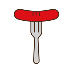 sausage on fork line and fill style icon vector design