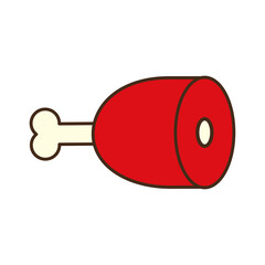 meat line and fill style icon vector design