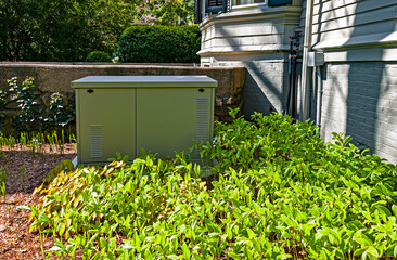 Residential standby generator on a pad